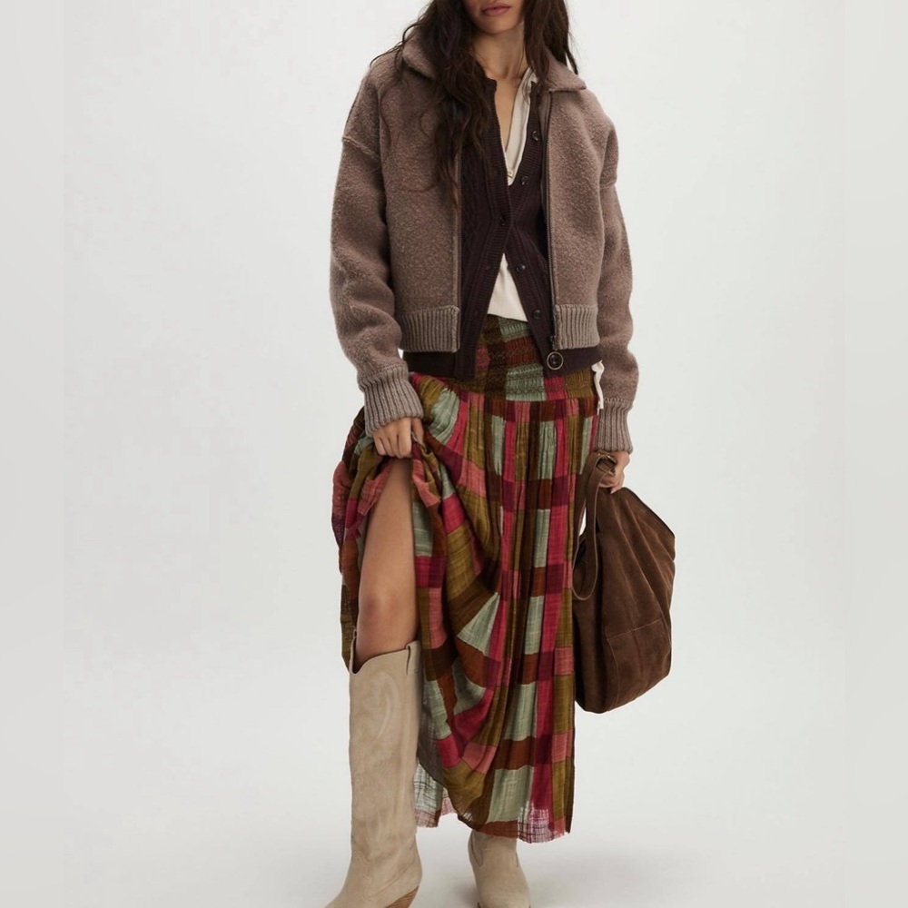 Free People Ravenna Convertible Plaid Maxi Skirt/dress